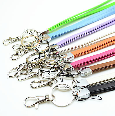 Leather Necklace Lanyard and Wristlet Lanyard with Key chain for ID Badge Holder