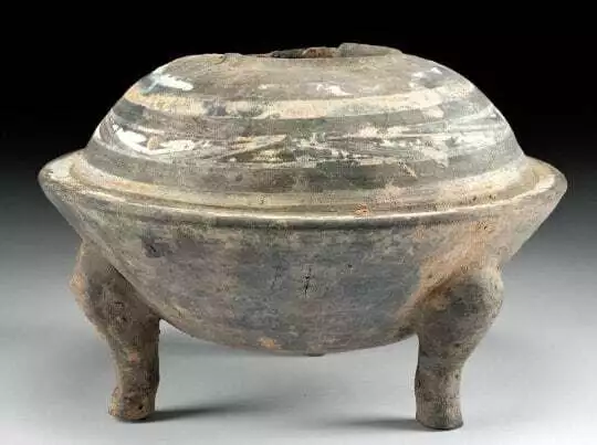 Large Han Dynasty 206 BCE - 220 CE Polychrome Tripod Brazier 10.4" w/ COA