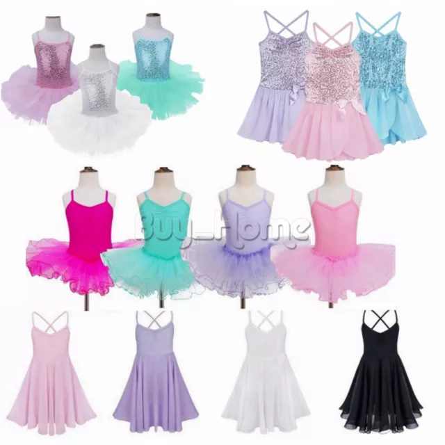Girls Gymnastics Ballet Dress Kids Leotard Tutu Skirt Party Dance Wear Costume