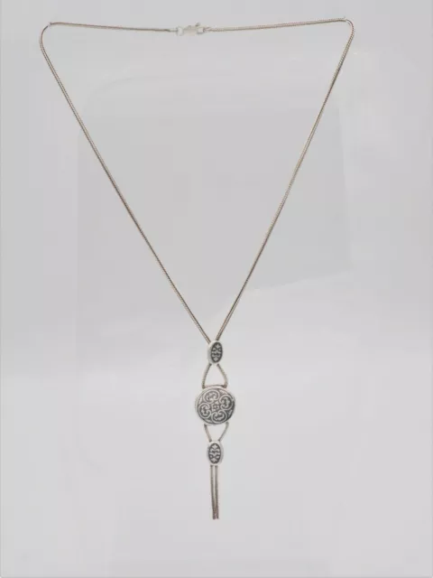 Vintage Turkish Byzantine foxtail chain black niello sterling silver necklace