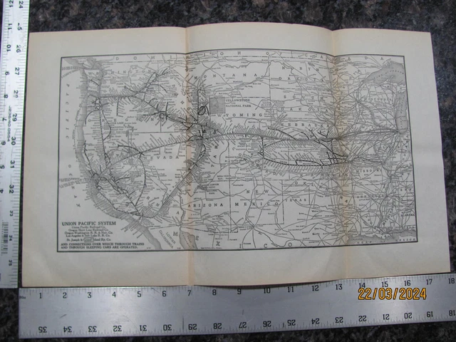 RARE 1924 UNION PACIFIC RAILROAD SYSTEM MAP w/ CONNECTING LINES UP RR ...