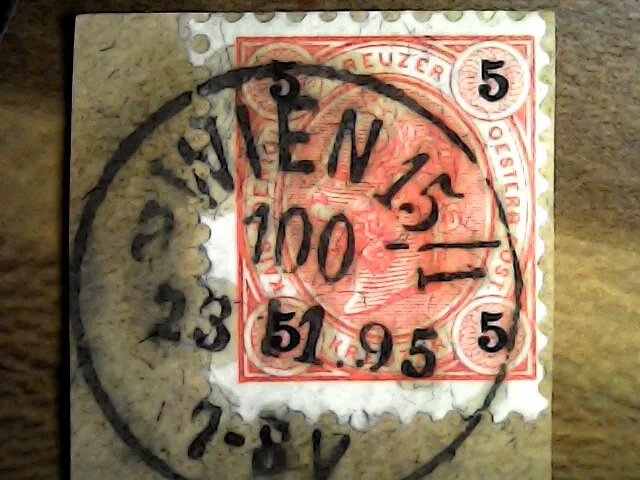 Briefstück mit 5 Kreuzer gestempelt Wien 100 am 23.11.95