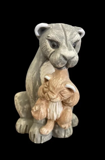 Lioness n Cub Figurine 3"  Rinocanda Uruguay Small Precious Wild Life Decor