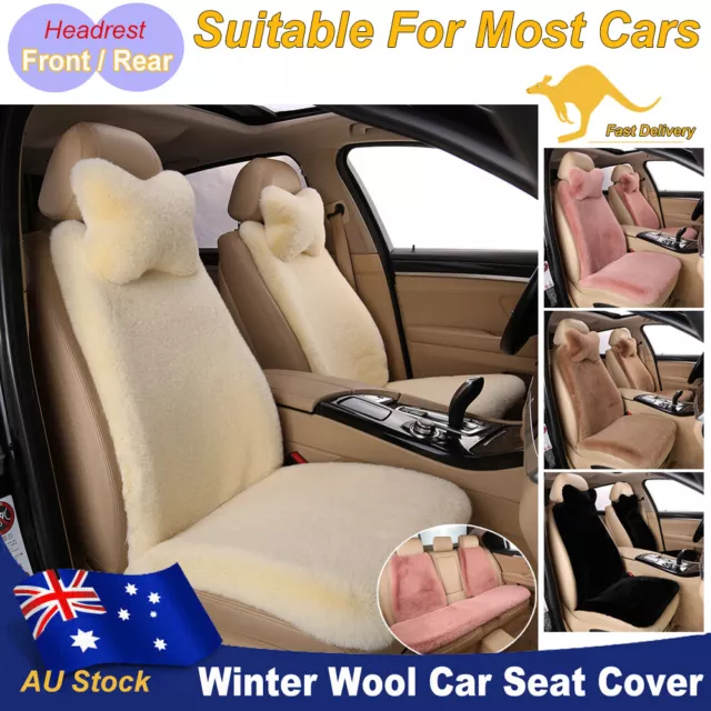 2023 Winter Faux Sheepskin Car Seat Cover 2pcs Front/Rear Cushion Auto Universal