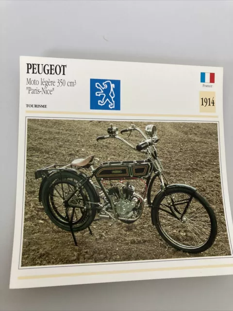 Peugeot Lightweight 350 cm3 Paris-Nice 1914 Card Motorbike Of Collection Atlas