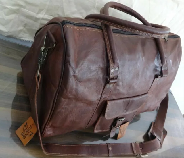 Leather Genuine Travel Bag Duffle Gym Men Vintage Luggage S Overnight Weekend
