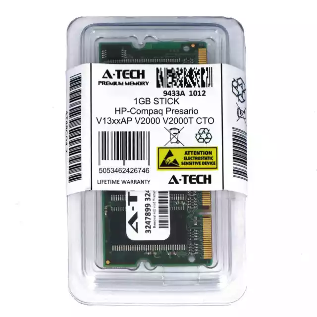 1GB SODIMM HP Compaq Presario V13xxAP V2000 V2000T CTO V2000Z CTO Ram Memory