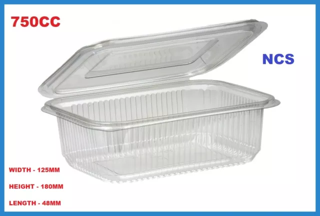 Clear Hinged Lid Salad Containers | Plastic/Snack/Box/Tub/Deli/Takeaway/Food/Pot