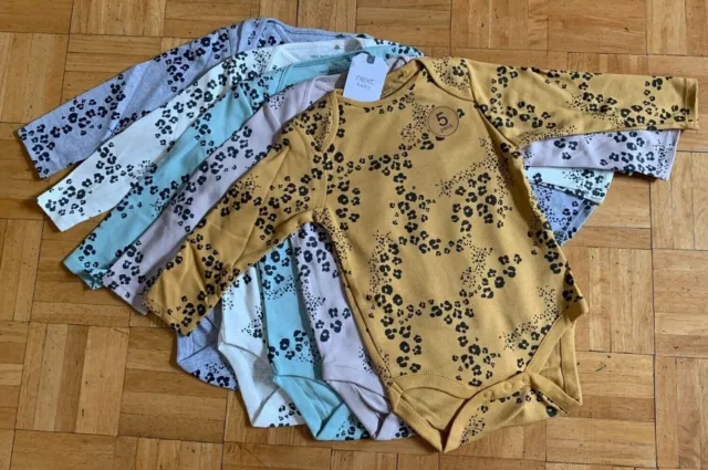 BNWT Baby Girls 5 Long Sleeve Bodysuits 9-12 months NEXT