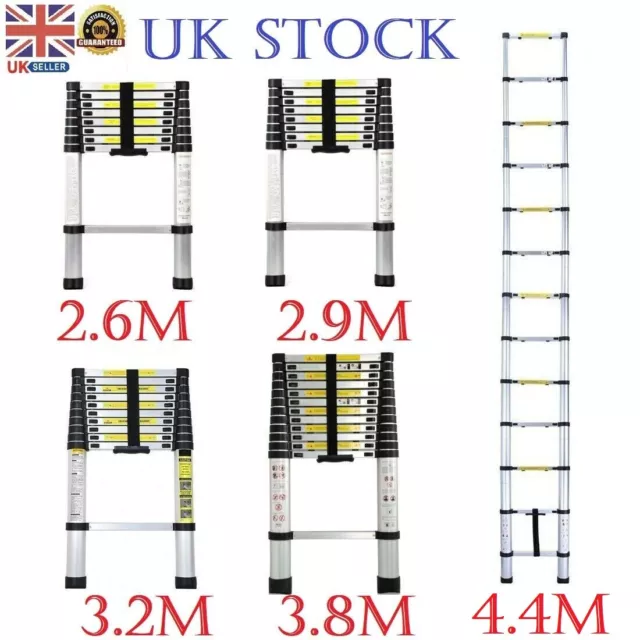 2.0m/2.6m/2.9/3.2m/3.8m/4.1/4.4m Telescopic Ladder Loft Step Folding Extendable