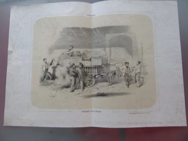 Gravure 1870 Strasbourg Chargeurs De La Douane