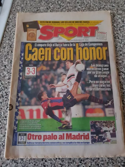 PROGRAMME/NEWSPAPER CHAMPIONS LEAGUE BARCELONA V MAN UTD 26th nov 1998