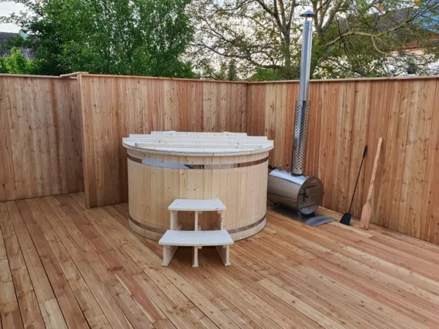 Ø160cm Plastic & Spruce Hottub with outside heater