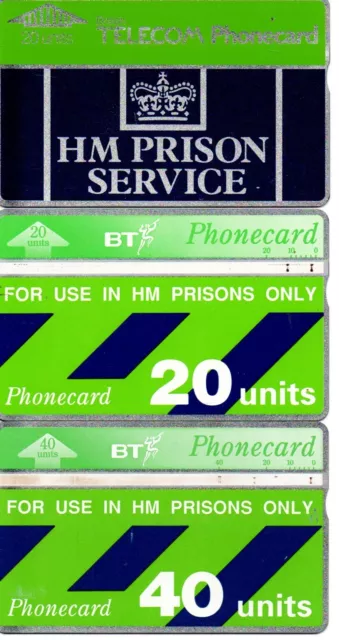 British Telecom - HM Prison Service Phonecards X 3-Different