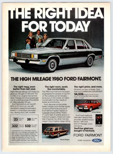 1979 FORD FAIRMONT CAR AUTOMOBILE Vintage 8"X11" Magazine Ad 1970's HCF3