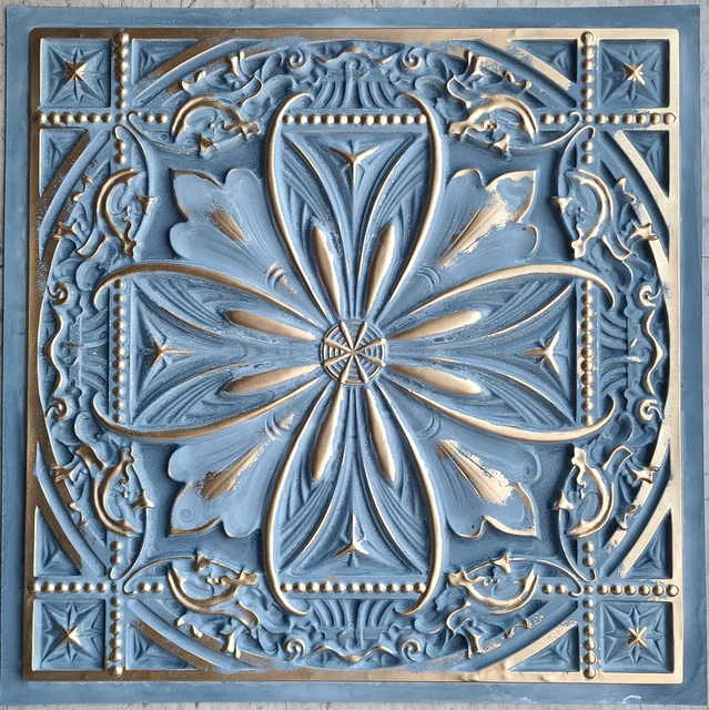 Tin Look Ceiling Tile TD10 Smoked Gold Glue Up/Drop In 10 Tiles Box ~40 sq.ft