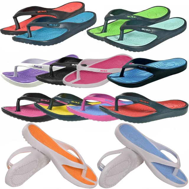 New Ladies Toe Post Flip Flops Womens Summer Pool Beach Flat Sandal UK Size 3-8