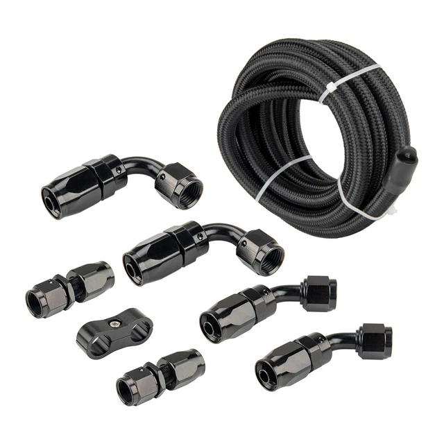 6AN Oil/Gas/Fuel 3/8 Fuel Line Hose End Fitting Braided Hose Separator Clamp Kit