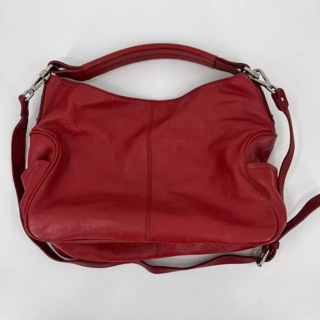 Tod's Shoulder Hand Bag Purse Red Leather Medium Tote Crossbody Authentic