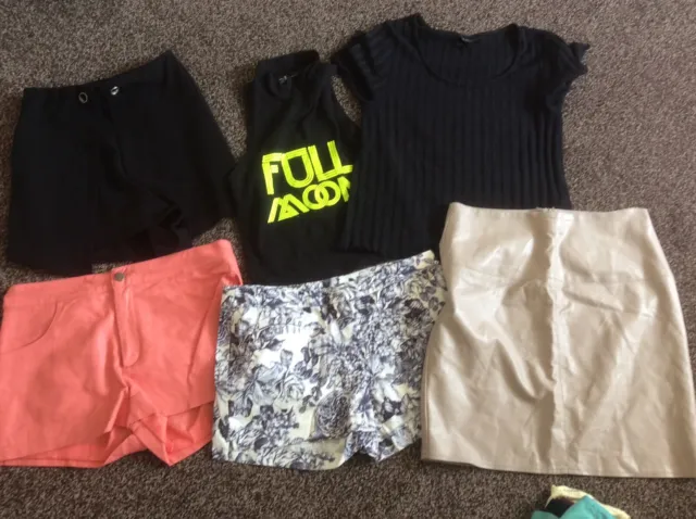 Size 10 3 shorts 2 tops 1 skirt  Topshop h and m misguided