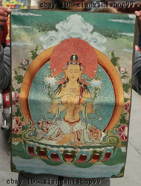Tibetan Buddhism Cloth Silk Kwan-yin Guan Yin Tara Goddess Thangka Thanka Mural