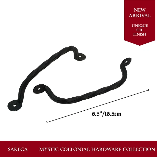 Cast Iron Door Barn Handle Gate Antique Pull Handles Vintage Metal Black Finish 3