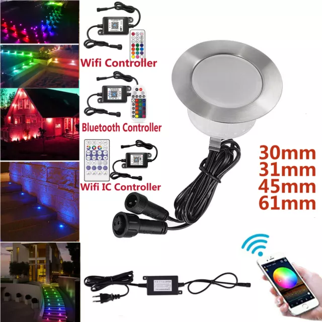 31mm-61mm WIFI BT RGB/RGBW/IC LED Bodeneinbaustrahler Terrasse Außen Spot Dimmar