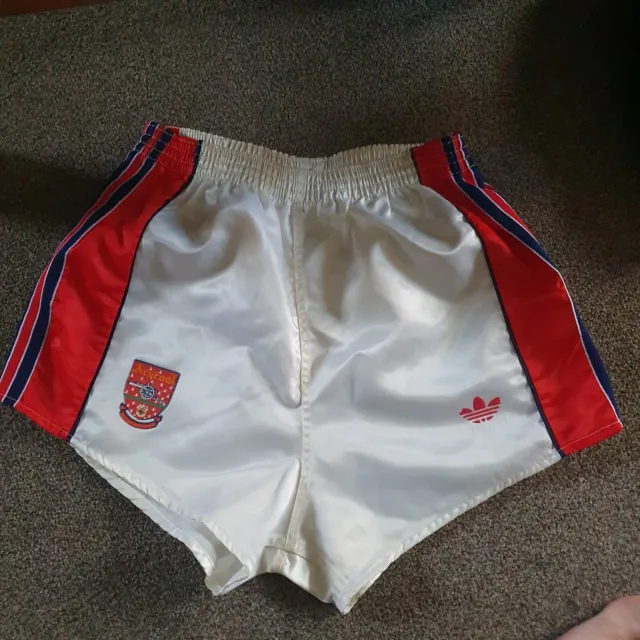 Shiny White Arsenal Nylon 30"  Football Sports Shorts 1991-1992