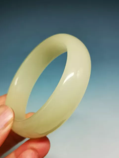 Rare Quality Natural Old White Nephrite Jade Hand Polished Bracelet C70