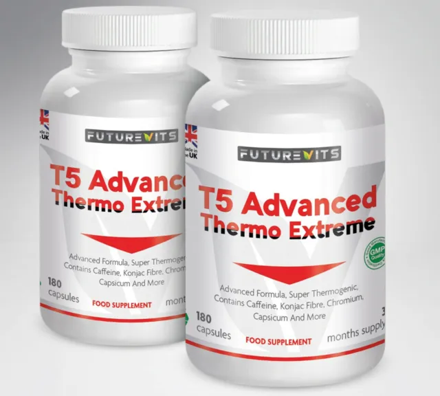 T5 Fatburners stärkste fortschrittliche thermogene Kapseln Gewichtsverlust Pillen 2 x 180