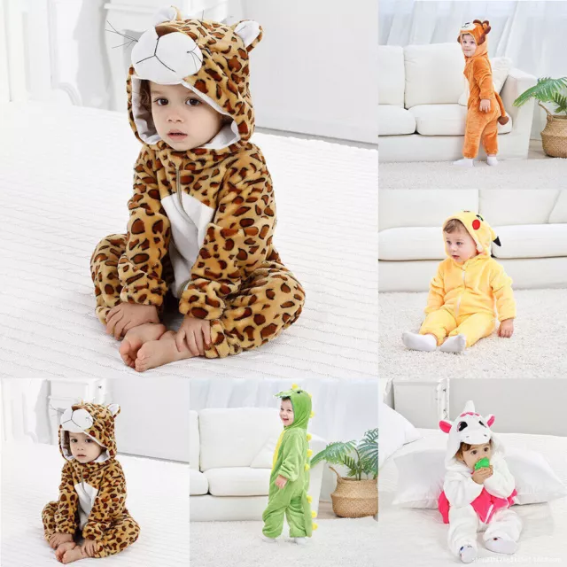 AU Newborn Baby Boy Girl Kids Cute Hooded Romper Jumpsuit Warmer Clothes Outfits