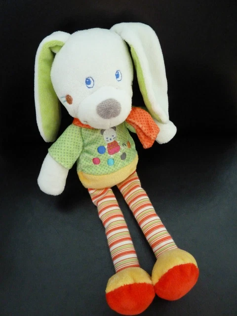 R4. Doudou Peluche Mots D'enfants Lapin Orange Jaune Echarpe Chat Pelotes  Neuf*