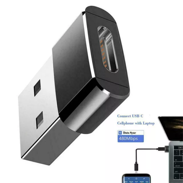 USB 2.0 Type C Female to USB A Male Adapter Converter Charger Connector Plug UK
