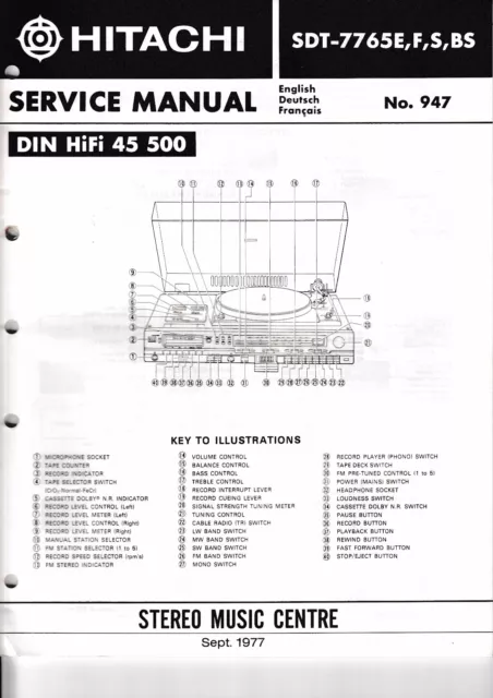 Service Manual-Anleitung für Hitachi SDT-7765