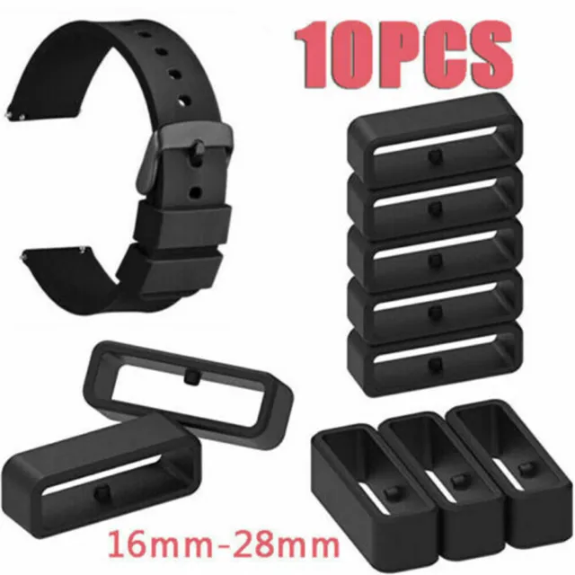 10X Silikon Ersatzschlaufen für Kautschuk-Silikon Uhrenarmband schwarz 18-24mm 2