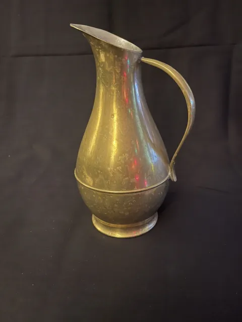 Brass 9 1/2” Tall Vintage Heavy Brass Pitcher InEgyptian style