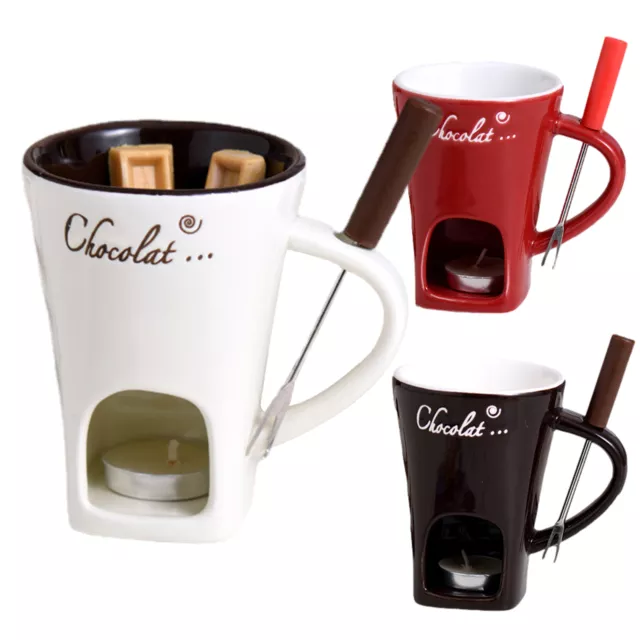 130ml Personal Fondue Mugs-Chocolate Dessert Fondue Ceramic-Microwave Safe,NEW