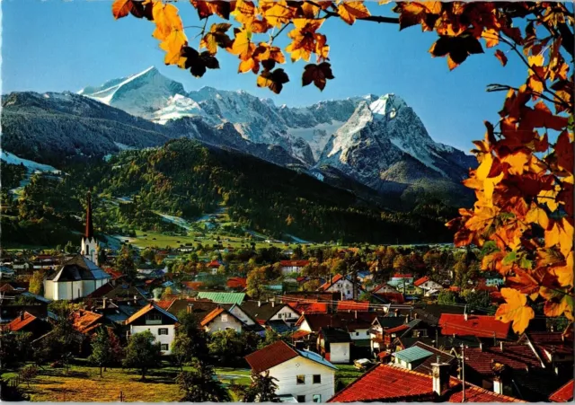 Postal de colección Garmisch Partenkirchen grupo zugspitz otoño otoño Mountain Village