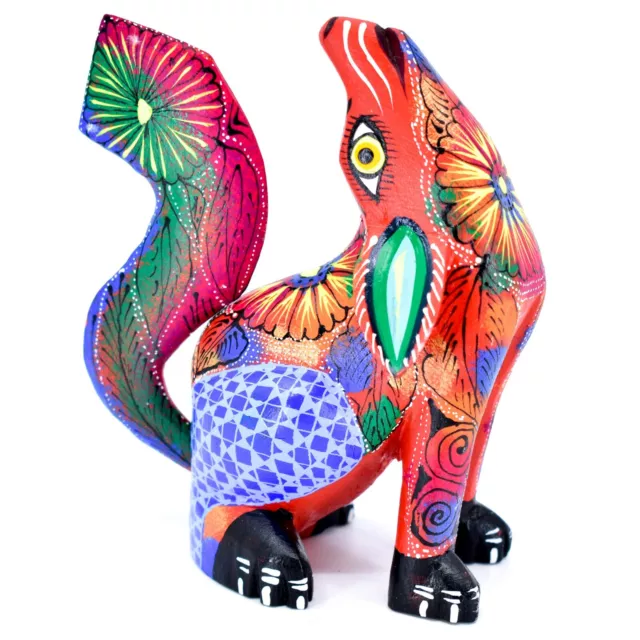 Handmade Alebrijes Oaxacan Copal Wood Carved Folk Art Howling Wolf Coyote Figure