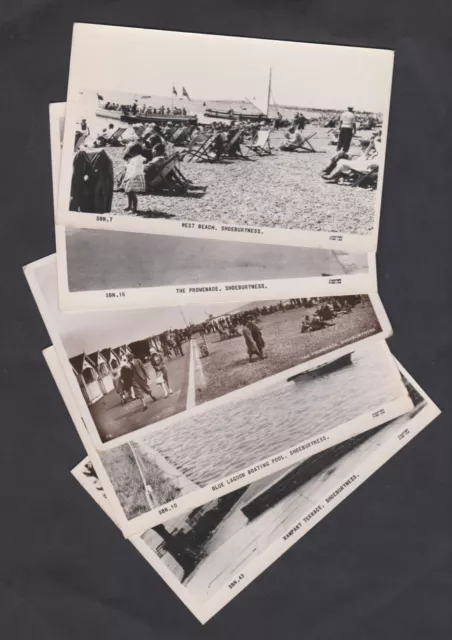 5 X 1933 - 1955 Shoeburyness Real Photo Postcards Essex West Beach Boating Pool