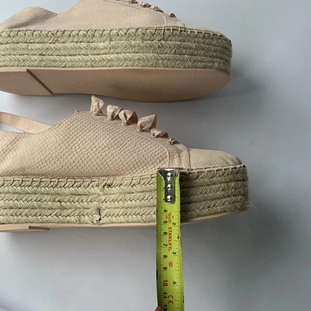 BERSHKA ESPADRILLAS SCARPE tela rosa blocco zeppa tacco zeppe
