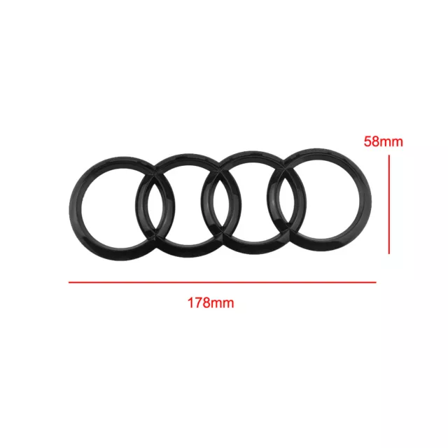 Für Audi-TT  Hinten Kofferraum Emblem Abzeichen Ringe 178 x 58 mm Silber/Schwarz