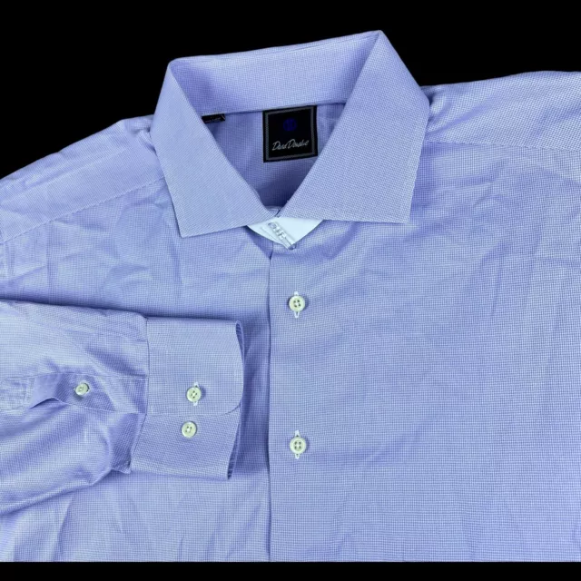 David Donahue Dress Shirt Size 17.5 XL Houndstooth Poplin Long Sleeve Button Up