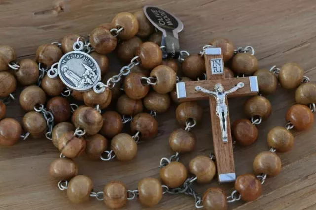 OLIVE 8mm WOOD ROSARY Catholic Prayer Wooden  HOLY LAND  Fatima Portugal