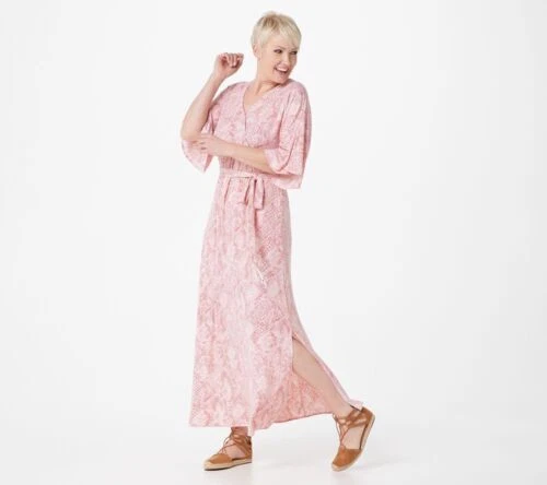 Haute Hippie Tribe Maxi Fringe Dress Pink Python 3XL New