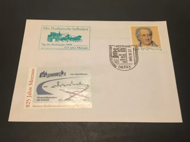 FDC BRD 1999 -Tag der Briefmarke 1999/ 825 Jahre MEERANE- ESST + mit Postkutsche