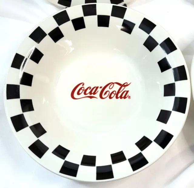 One 1 Coca Cola Black Checked Soup Salad Bowl 8" Gibson 1996 Vintage Coke