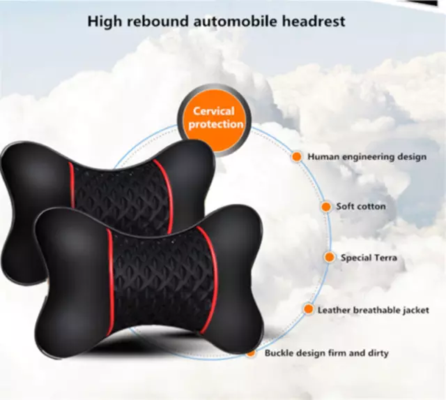 Car Seat Pillow Memory Foam Head Neck Rest Support Cushion Pad Headrest Black