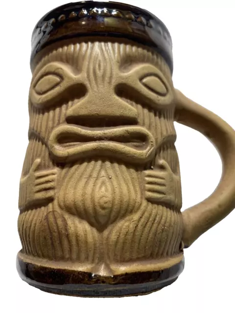 Paul Marshall TIKI Coffee Mug Cup Hawaiian Polynesian Tan Brown Japan Vintage