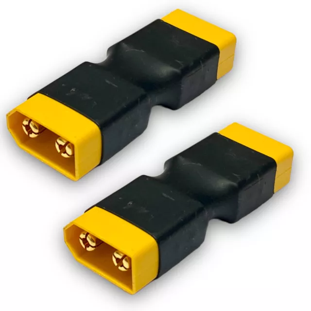 2x Stück Adapter XT60 Male auf Male Lipo Akku Battery Hochstrom Goldstecker RC
